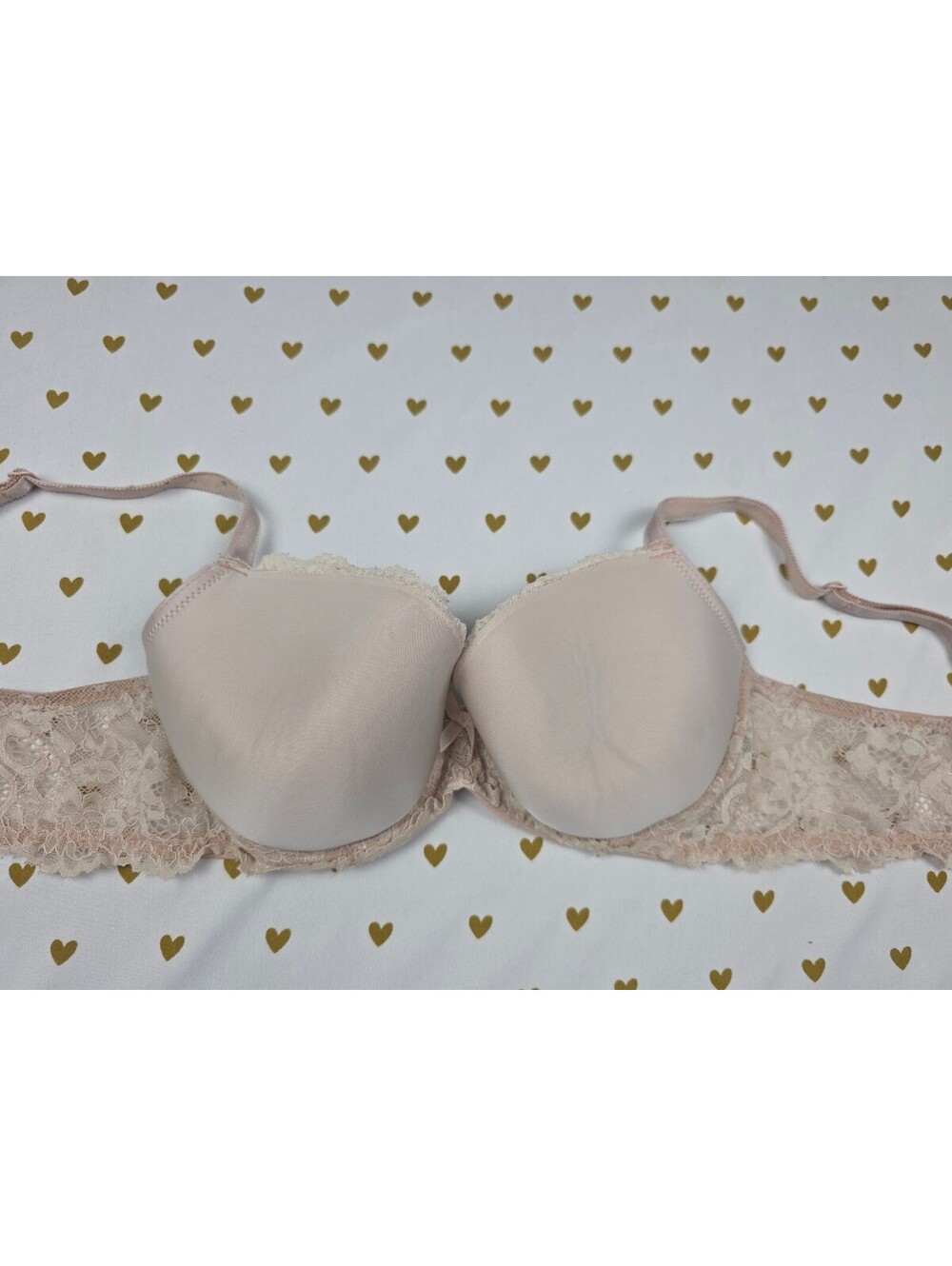Victorias Secret Beige Lined Demi Balconette Bra 36B